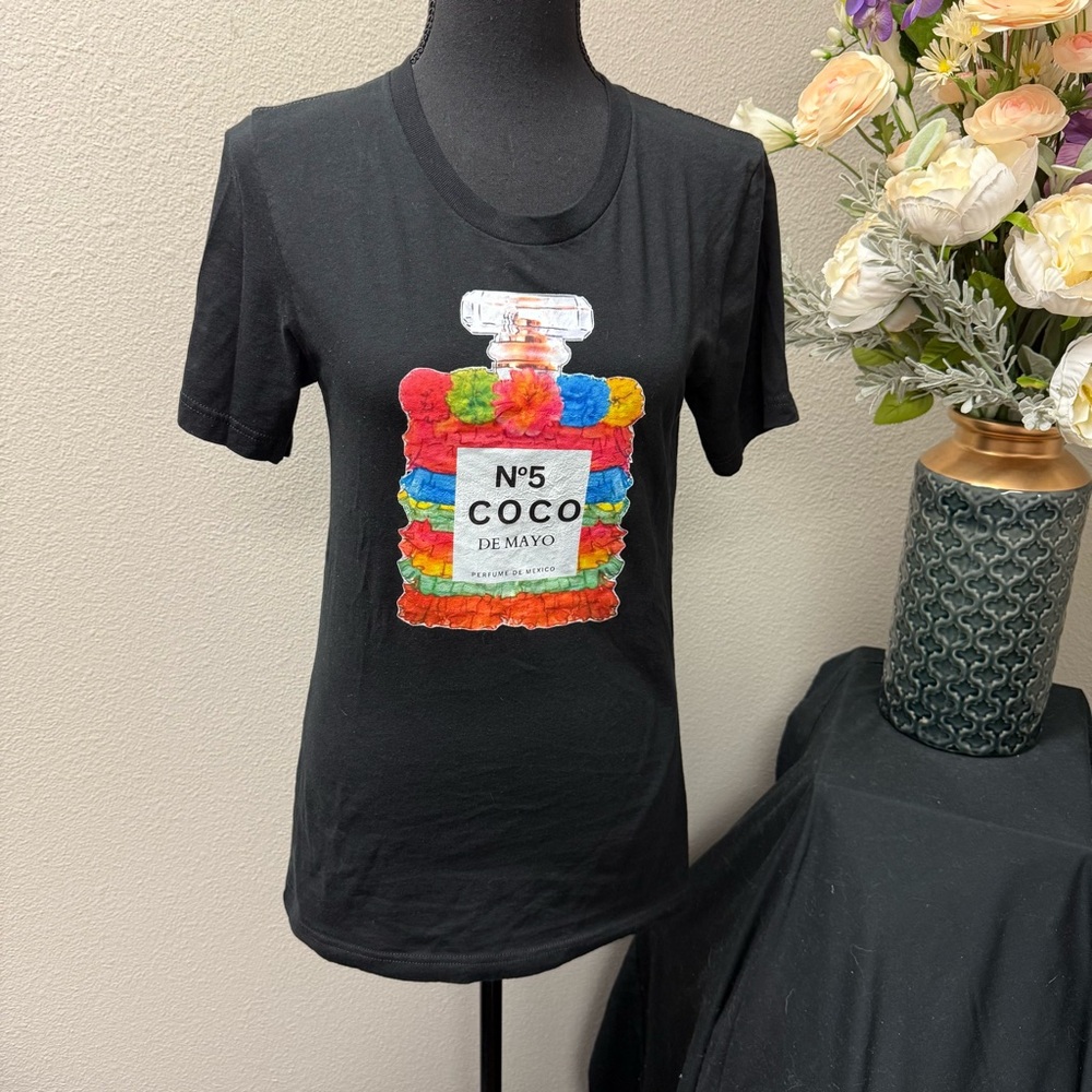 Bella + Canvas Coco de Mayo Perfume Bottle Graphic Tee Black Small T-Shirt